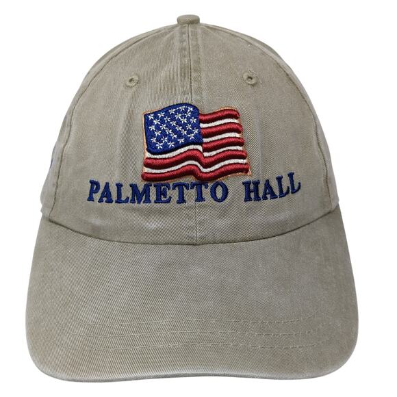 Palmetto Hall Baseball Cap Beige One Size Adjustable US Flag Patriotic Ahead - Picture 1 of 9